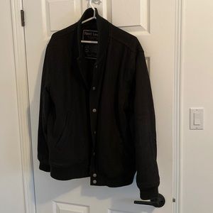 Black on Black Varsity - style jacket (Label says M, fits more L-XL)